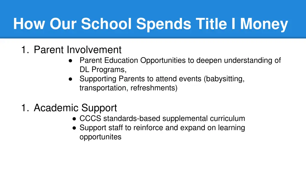 how our school spends title i money