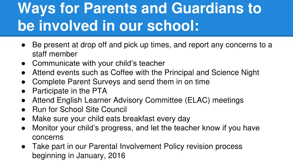 ways for parents and guardians to be involved