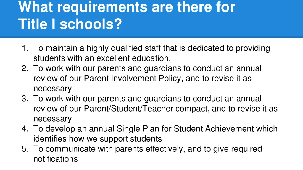 what requirements are there for title i schools