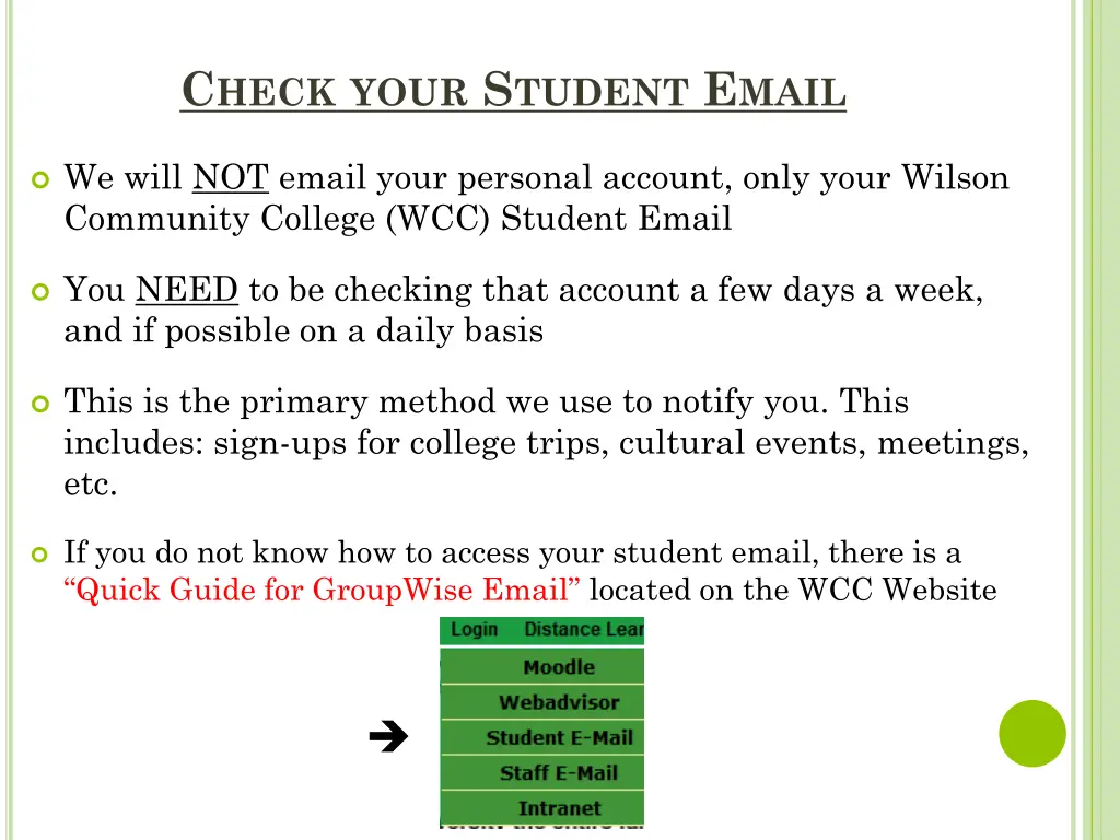 c heck your s tudent e mail