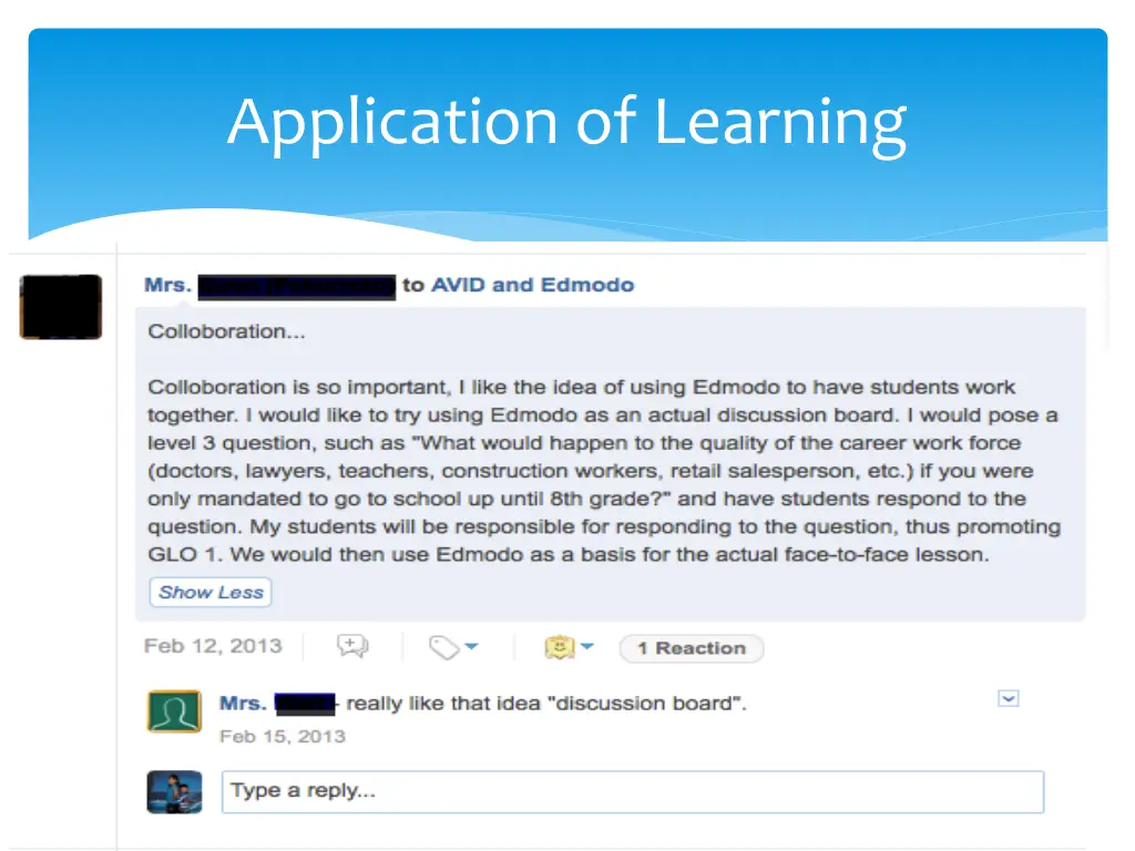 application of learning