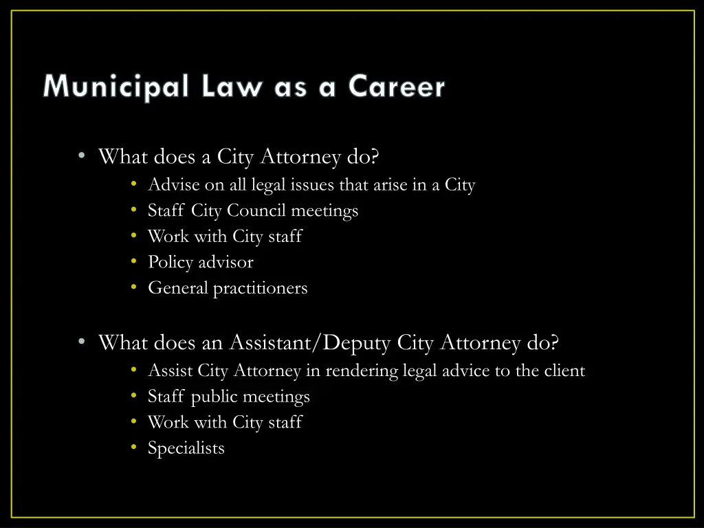 municipal law as a career