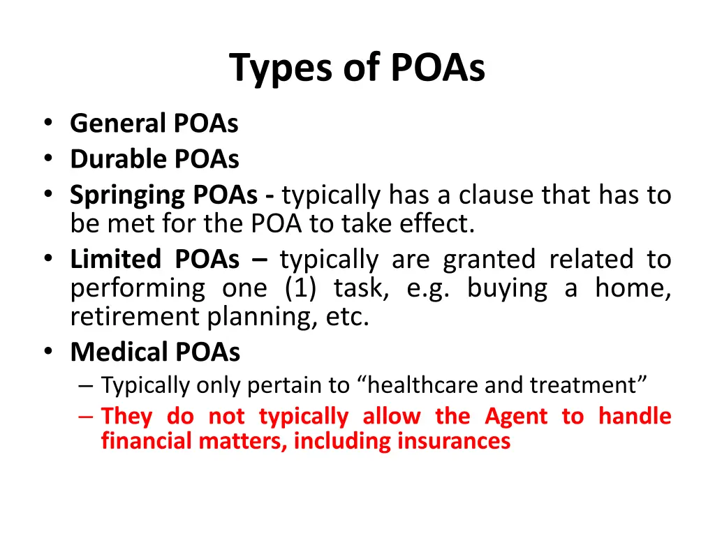 types of poas