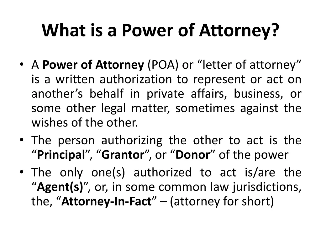 what is a power of attorney