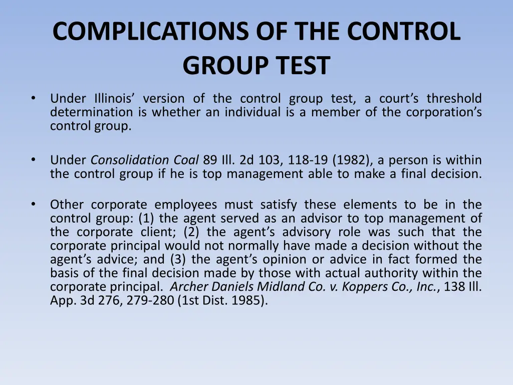 complications of the control group test