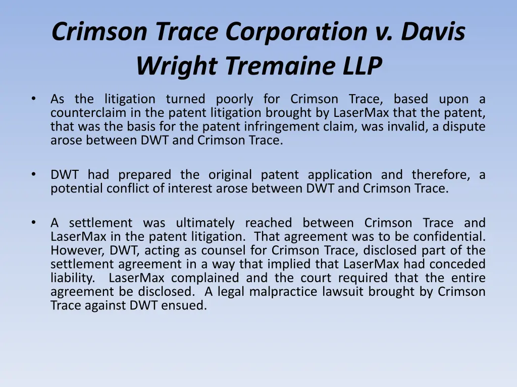 crimson trace corporation v davis wright tremaine 1