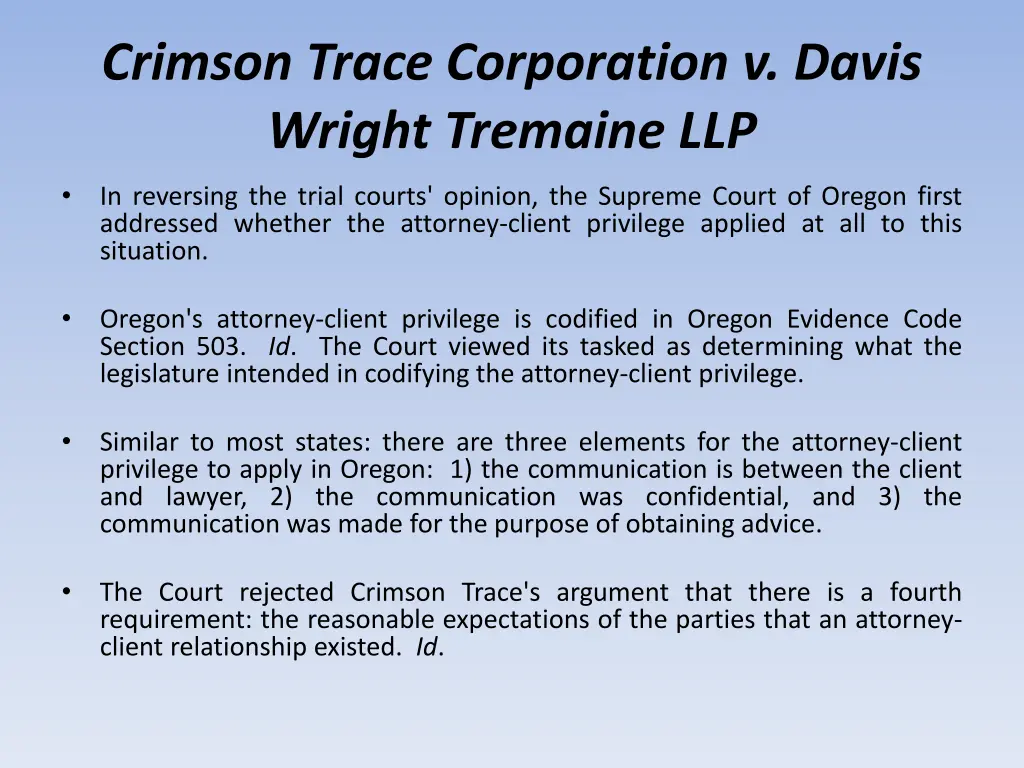 crimson trace corporation v davis wright tremaine 3