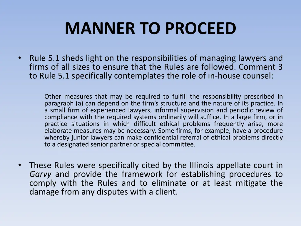 manner to proceed 5