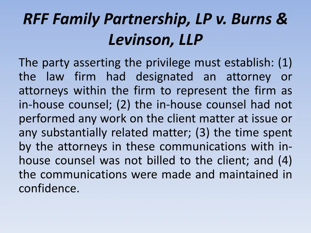 rff family partnership lp v burns levinson llp