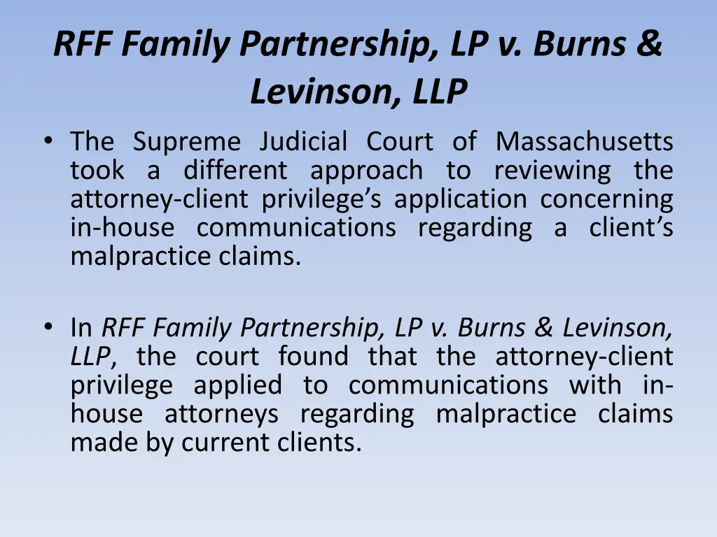 rff family partnership lp v burns levinson