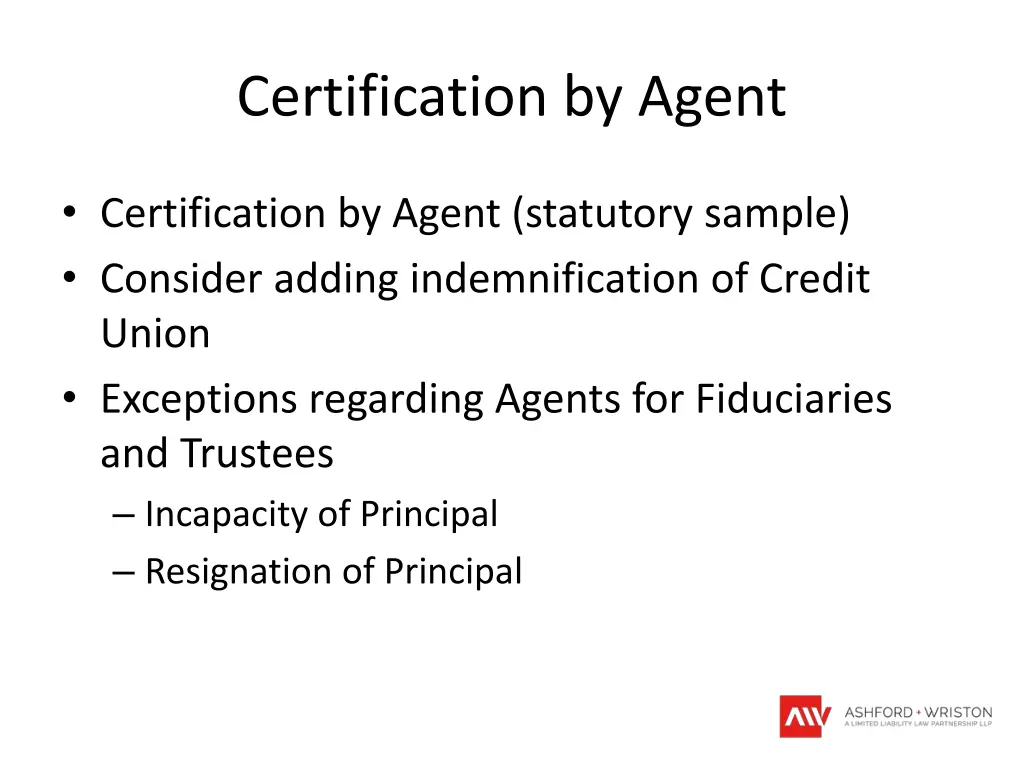 certification by agent