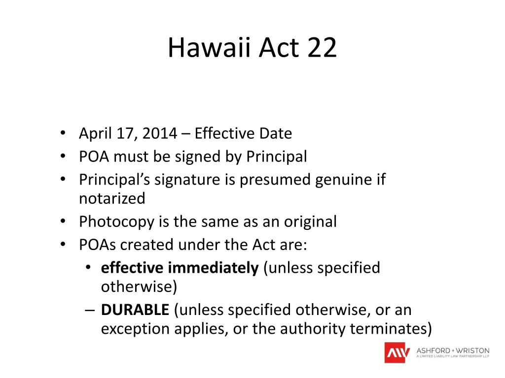 hawaii act 22