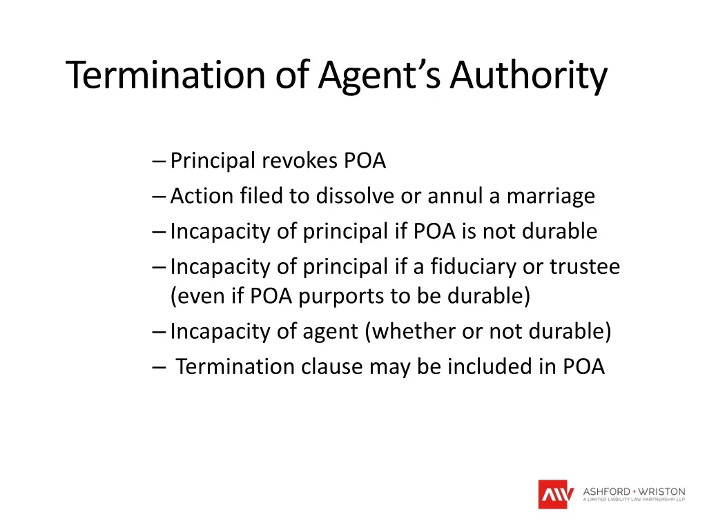 termination of agent s authority