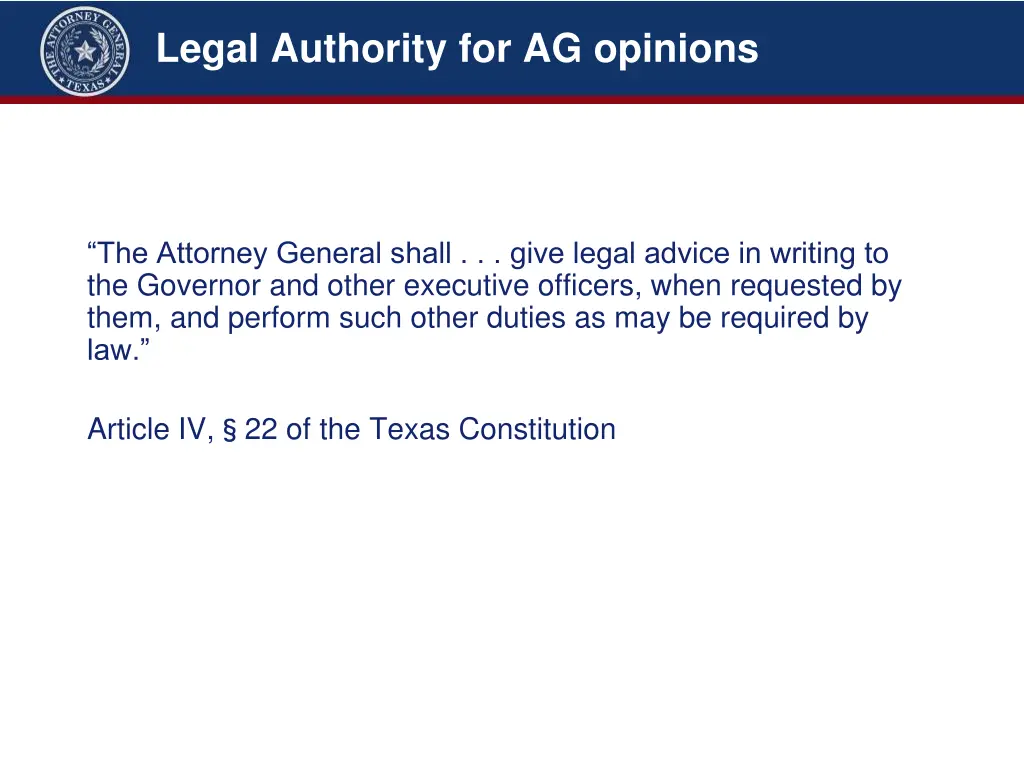 legal authority for ag opinions