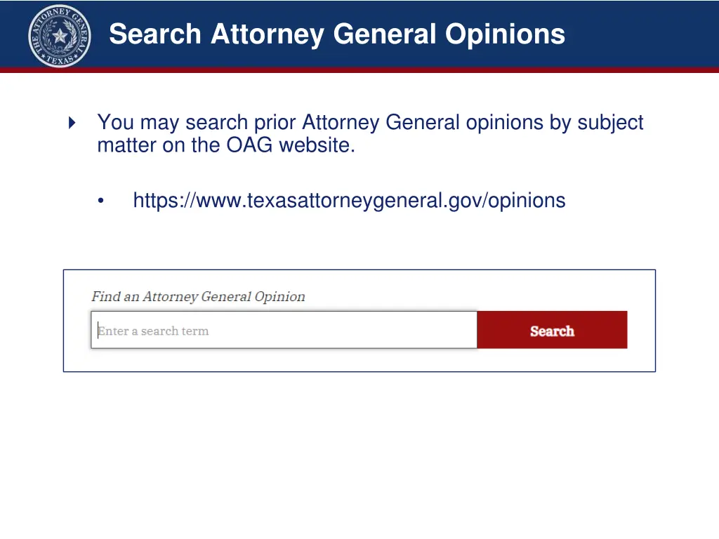 search attorney general opinions