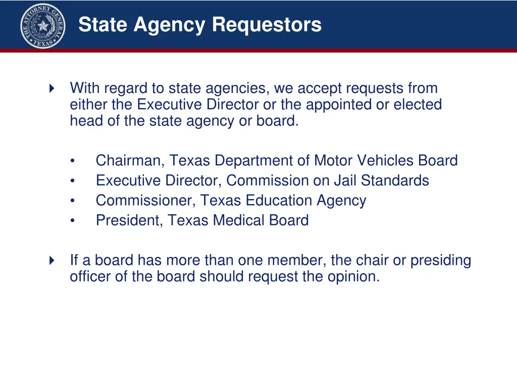 state agency requestors