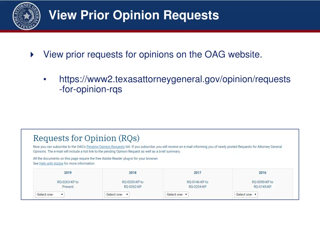 view prior opinion requests