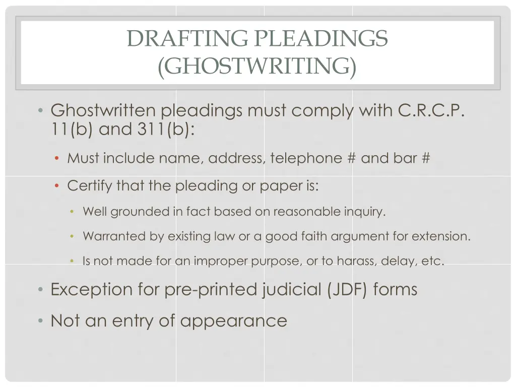 drafting pleadings ghostwriting