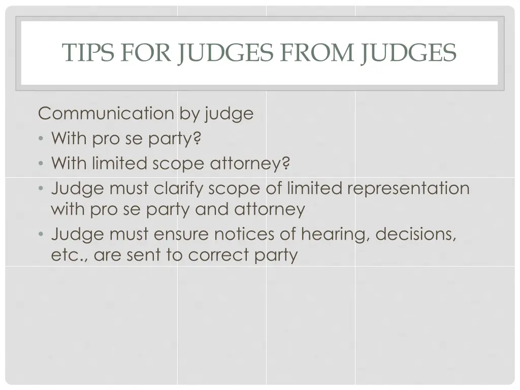 tips for judges from judges