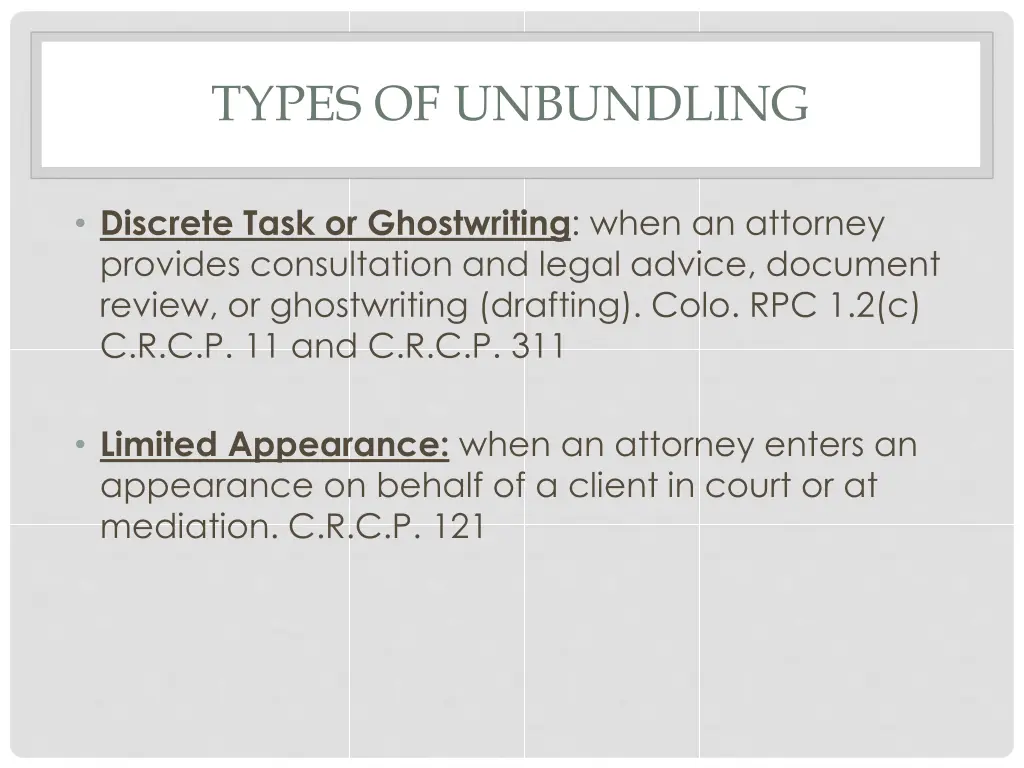 types of unbundling