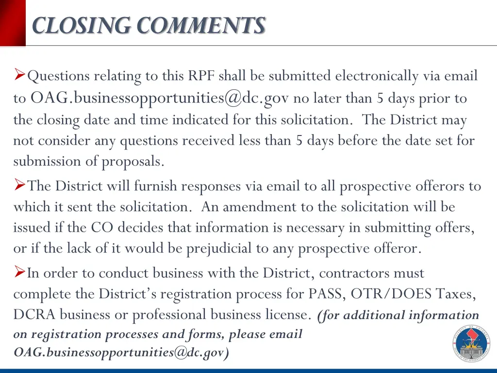 closing comments