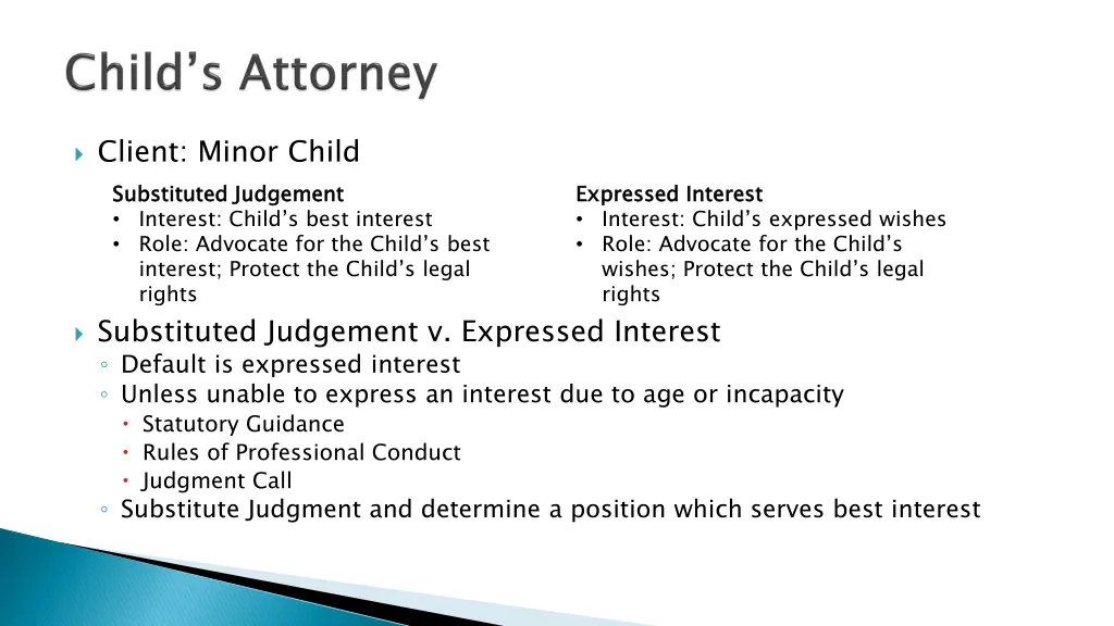 client minor child substituted judgement interest