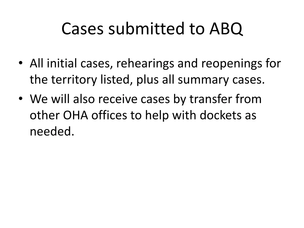 cases submitted to abq