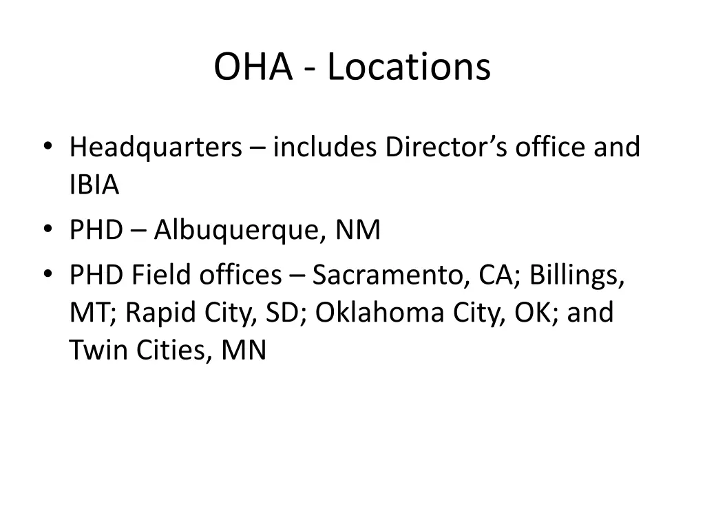 oha locations