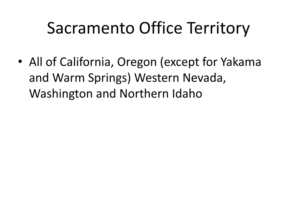 sacramento office territory