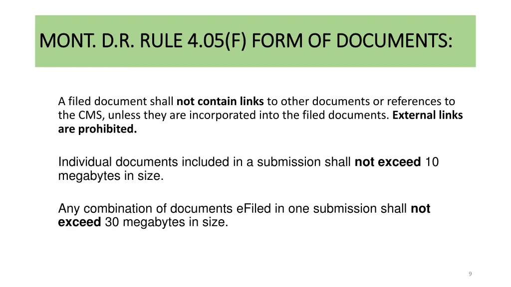 mont d r rule 4 05 f form of documents mont