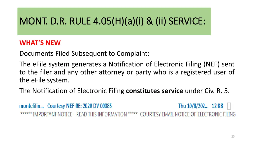 mont d r rule 4 05 h a mont d r rule