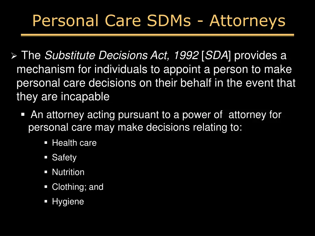 personal care sdms attorneys