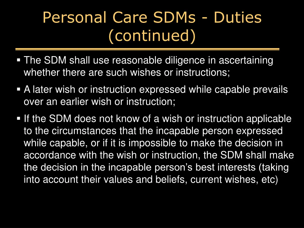 personal care sdms duties continued