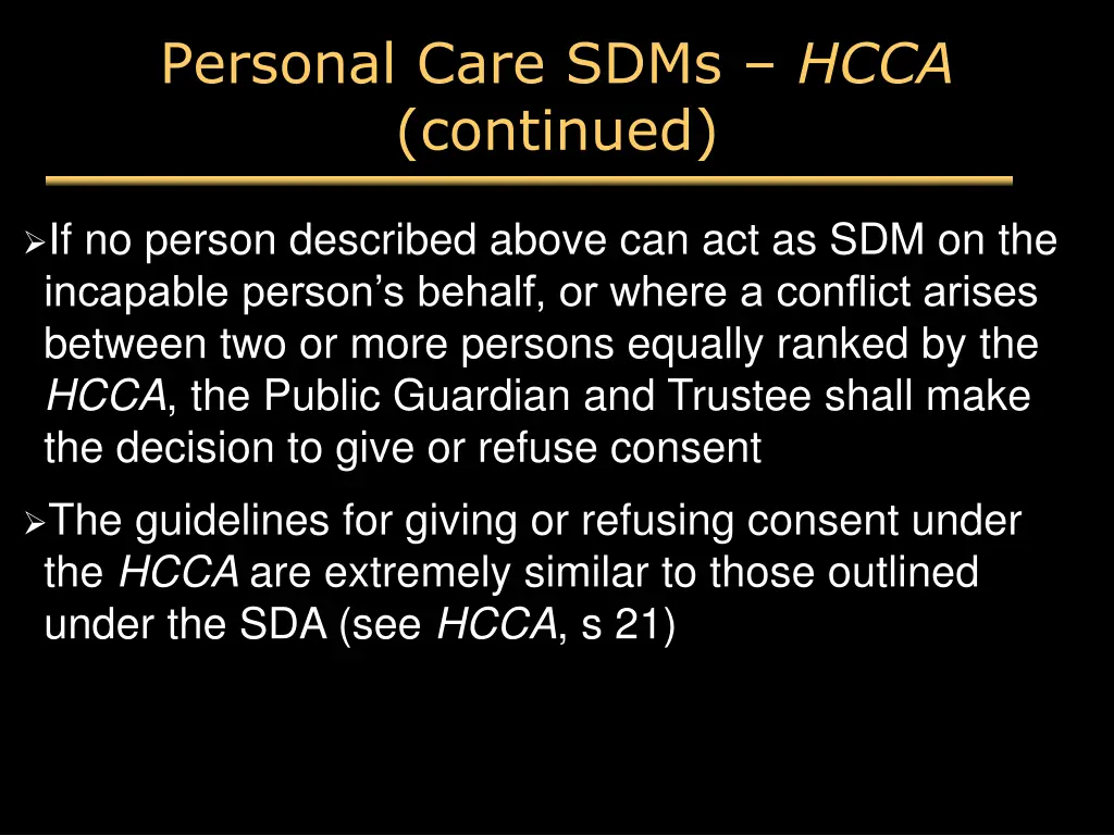 personal care sdms hcca continued