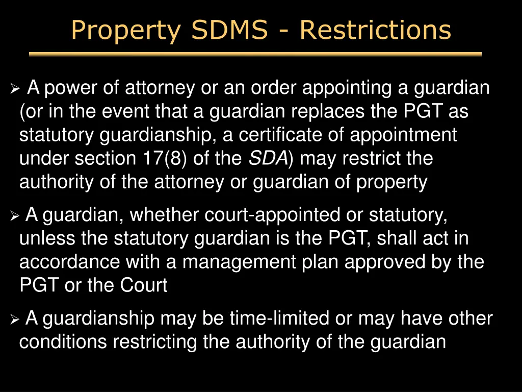 property sdms restrictions