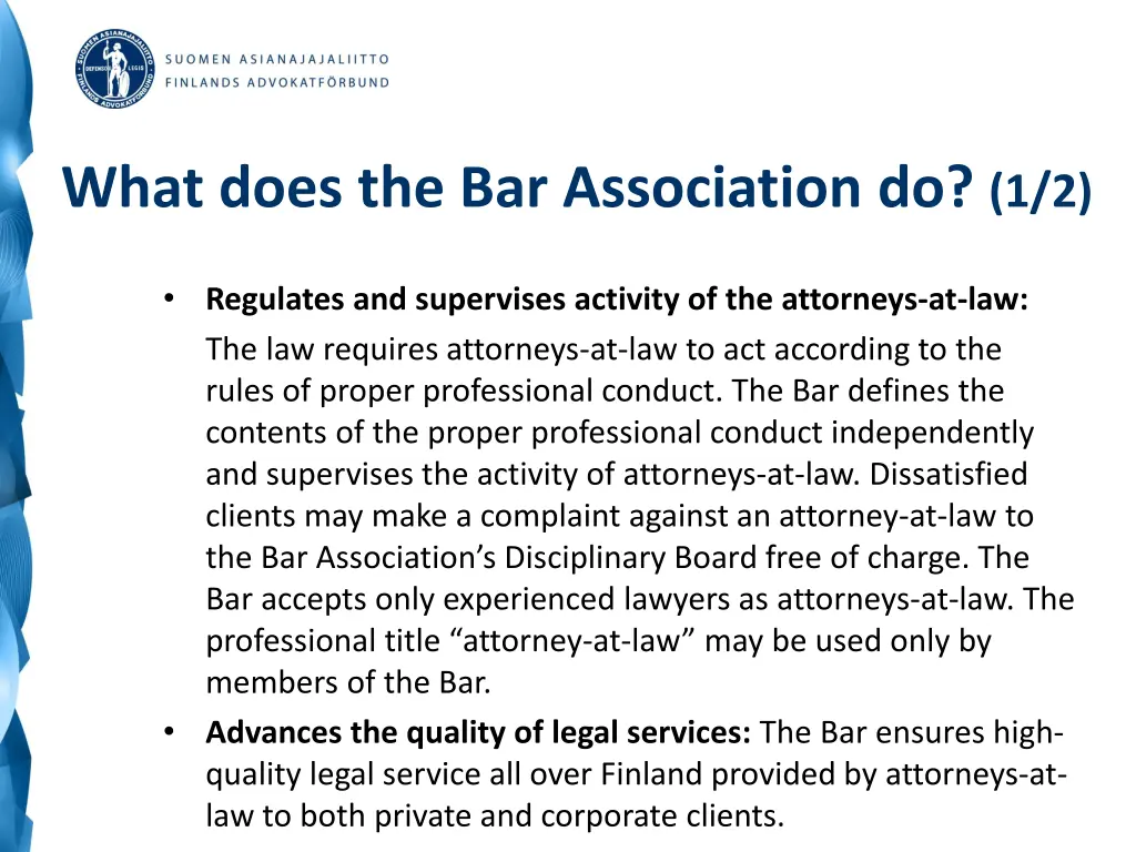 what does the bar association do 1 2