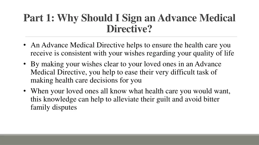 part 1 why should i sign an advance medical