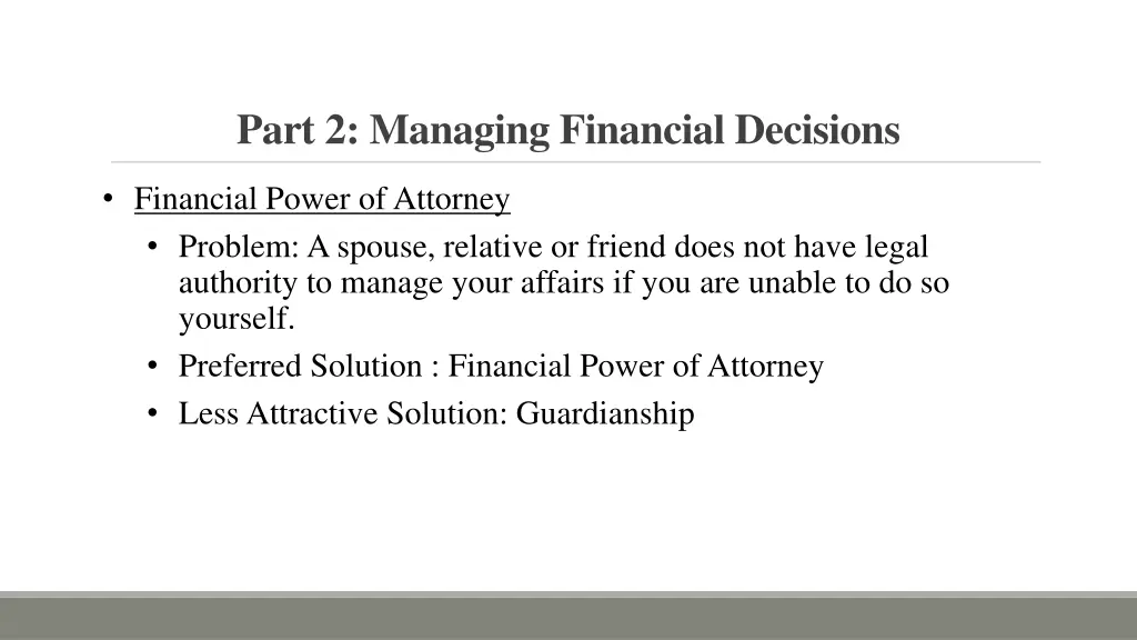 part 2 managing financial decisions