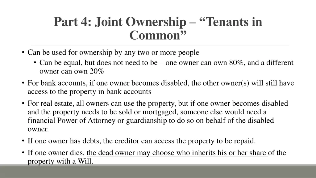 part 4 joint ownership tenants in common