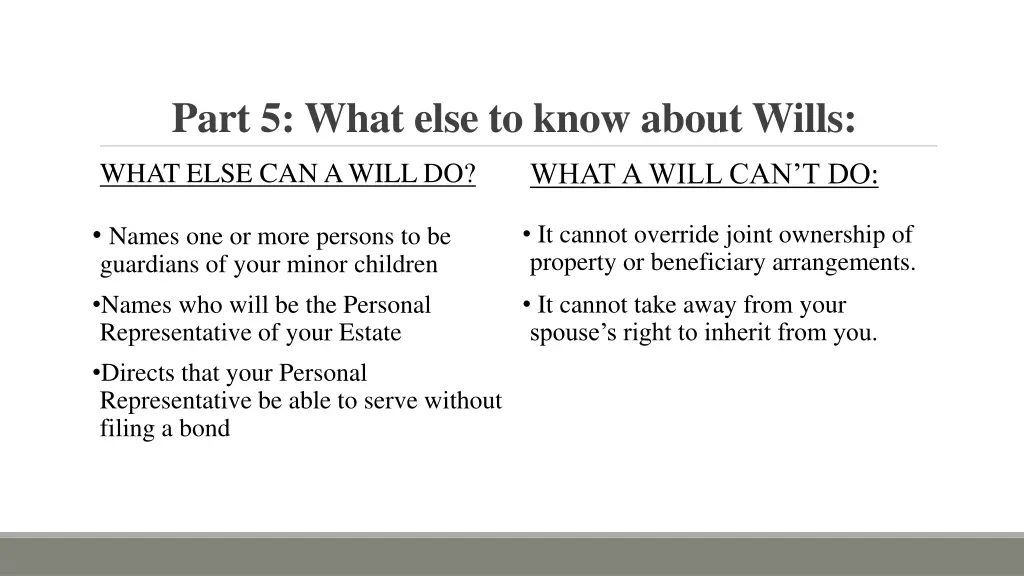 part 5 what else to know about wills