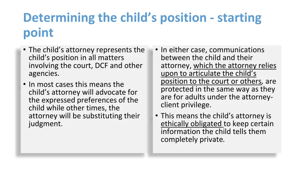 determining the child s position starting point