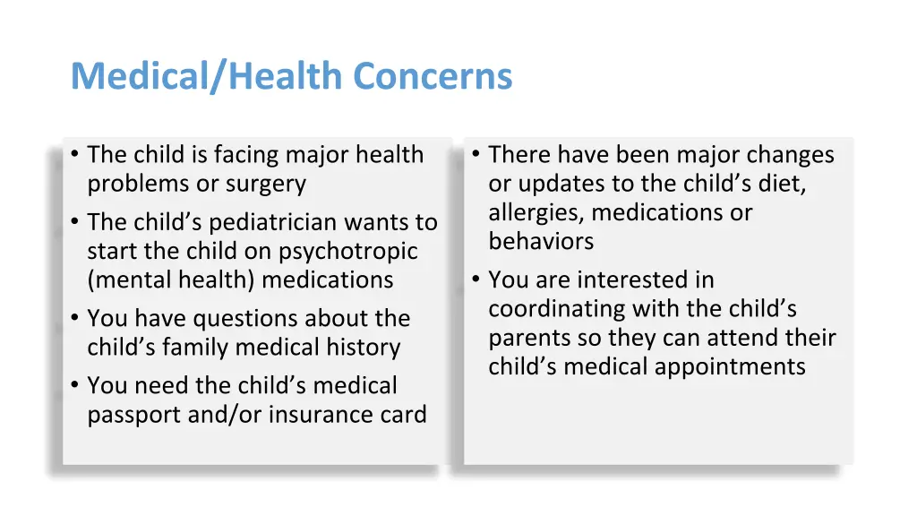 medical health concerns