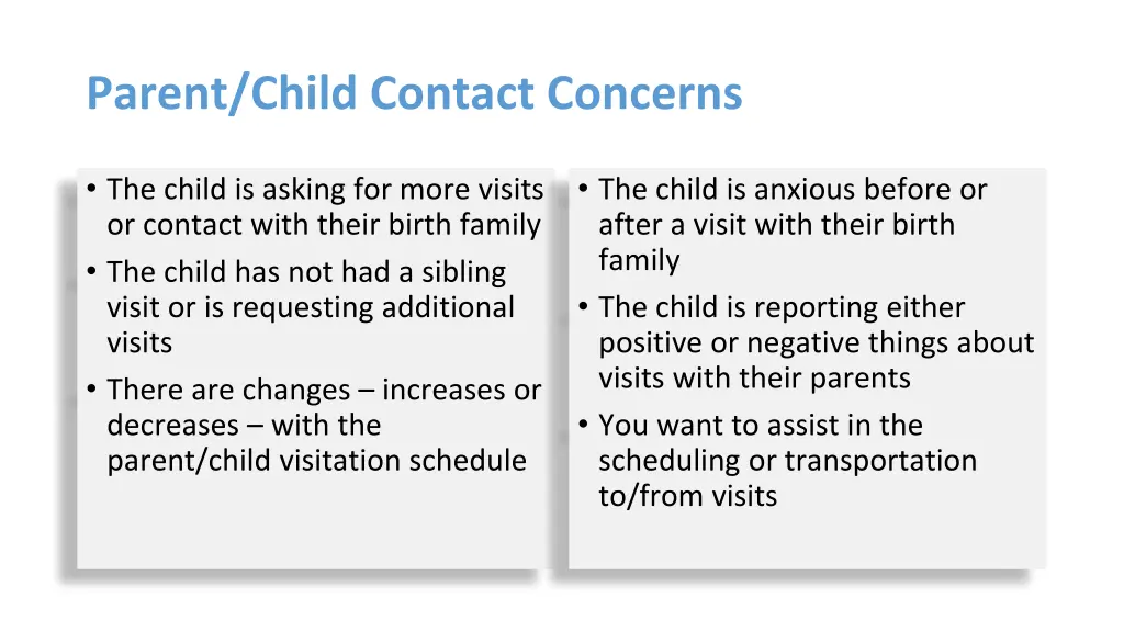 parent child contact concerns