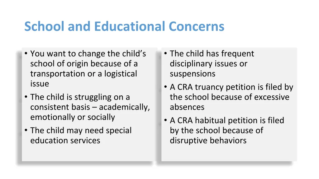 school and educational concerns