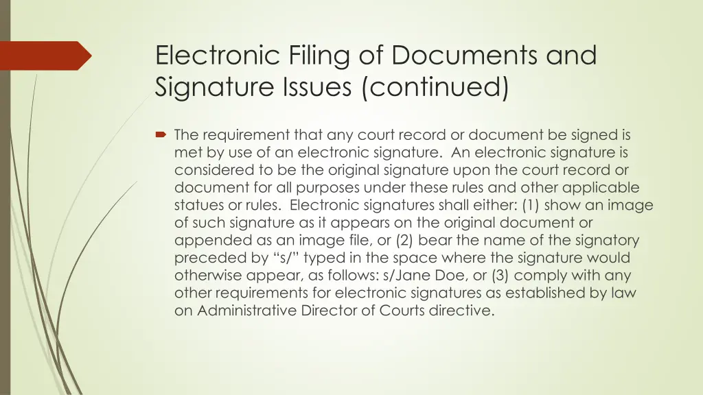 electronic filing of documents and signature 1