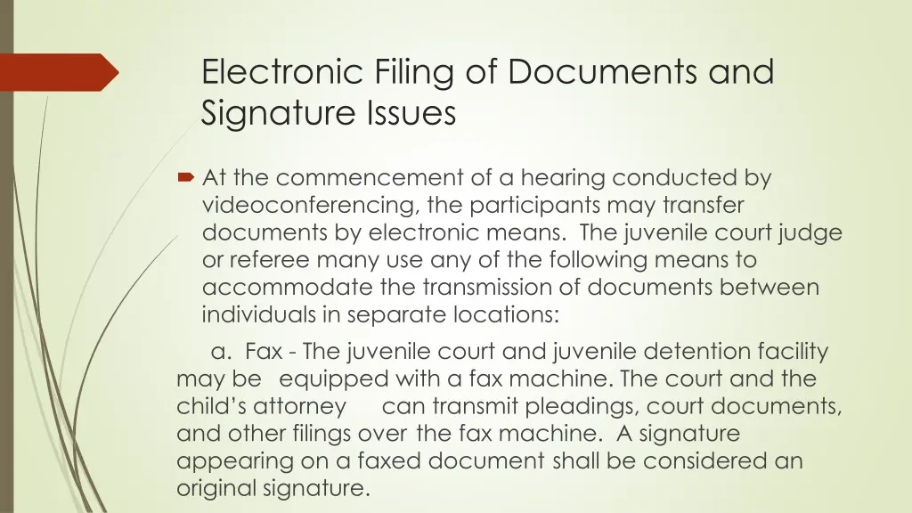 electronic filing of documents and signature