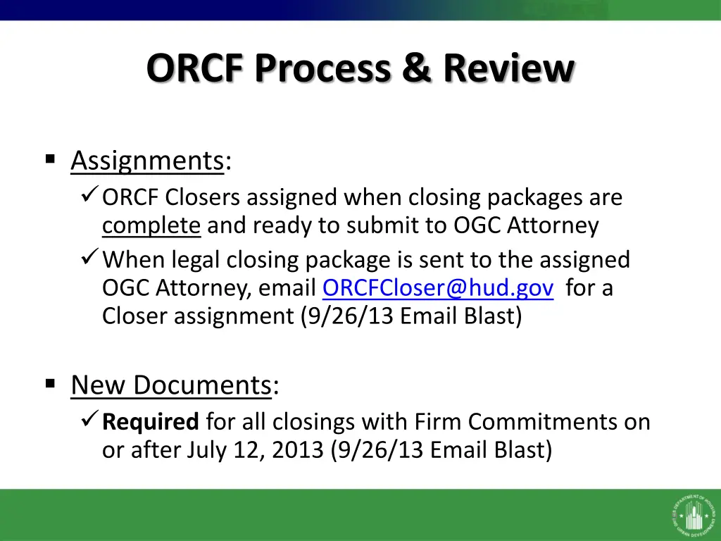 orcf process review