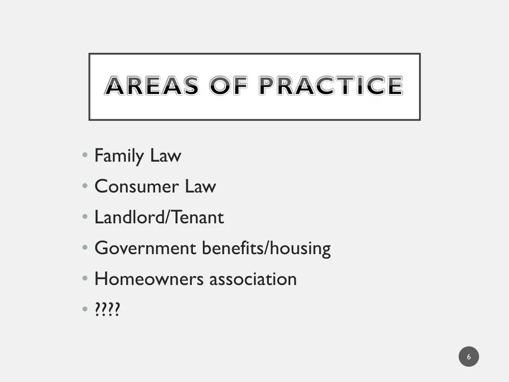 areas of practice