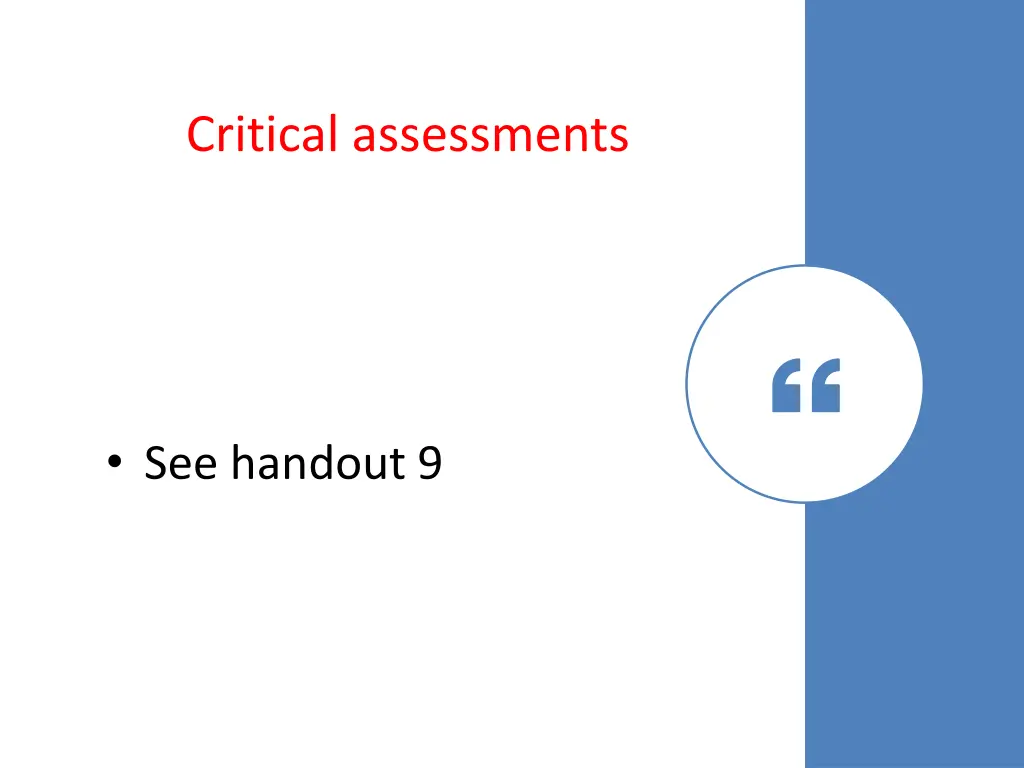 critical assessments