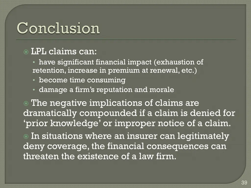 lpl claims can have significant financial impact